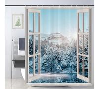 JOOCAR White Nature Shower Curtain Snow Mountain Ice Lake Secnery Shower Curtains Bathroom Decor Polyester Fabric Waterproof Shower Curtain Set with 12 Hooks, 180x180cm