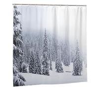 JOOCAR White Winter Forest Shower Curtain Winter Mountain Pine Forest Shower Curtains Watercolor Natural Bathroom Decor Polyester Fabric Waterproof Shower Curtain Set with 12 Hooks, 150x180cm