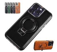 JoocLA Luxurious Leather Invisible Stand Phone Case,iPhone Case15/14/13/12 Pro Max, with Magnetic Invisible Ring Stand (Color : Black, Size : 13)