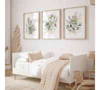 Joocrise Watercolor Botanical Wall Art Set of 3 Boho Floral Canvas Wall Decor Prints Sage Green Wildflower Wall Art Modern Flower Pictures Botanical Painting for Bedroom Bathroom 24x36 Inch Unframed