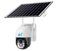 Jooehyer 1 Piece Solar Security Camera Wireless Outdoor System 2mp Battery Powered 4G Camera White ABS for Home Security, Panoramic PTZ