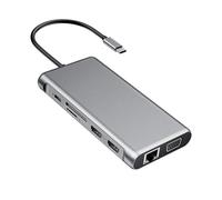 Jooehyer 12 in 1 USB Type C Hub Type-C to 2 -Compatible 4K VGA Adapter RJ45 Lan Ethernet SD TF PD USB-C 3.0 3.5mm Audio/Mic