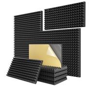 Jooehyer 12 Pack Self Adhesive Pyramid Sound Proof Foam Panels, 24 X 12 X 2Inch Acoustic Panels,for Noise Absorbing Canceling Easy Install