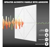 Jooehyer 12Pcs Self Adhesive Acoustic Panels,12X12X0.4 Inch Soundproof Wall Panels for Home, Recording Studio, Office Silver Gray Easy Install Easy to Use