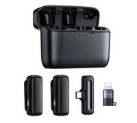 Jooehyer 2 In1 Wireless Lavalier Microphone Charging Case Mic Portable Audio Video Recording for Camera Notebook Live Gaming Mic