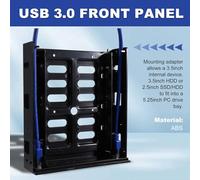 Jooehyer 2 X USB 3.0 Front Panel with 3.5Inch Device/HDD or 2.5Inch SSD/HDD to 5.25 Floppy to Optical Drive Bay Tray Bracket