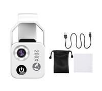 Jooehyer 200X Magnification Microscope Lens Mobile LED Light Micro-Type Pocket Macro Lens for Ios Android All Smartphones,White