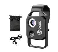 Jooehyer 200X Magnification Microscope Lens with CPL Mobile LED Light Micro-Pocket Macro Lens for Ios Android All Smartphones B