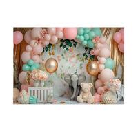 Jooehyer 210X150cm Children'S Animal Birthday Background Cloth Party Balloon Photography Background Cloth Party Decor Easy Install Easy to Use, A