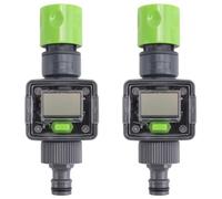 Jooehyer 2X Digital Water Flow Meter IPX6 Outdoor Hose Water Calculate Consumption Water Flow Rate 3/4inch Thread Connectors