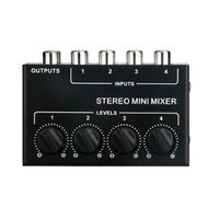 Jooehyer 4 Channels Passive Stereo Mixer Mini Audio Mixer Portable Sound Mixer Input Ultra Low Noise for Live Studio Easy Install Easy to Use