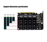Jooehyer 4 Port M.2 NVMe SSD To PCIE X16M Key Hard Drive Converter Reader Expansion Card, 4 X 32Gbps Transfer Speed