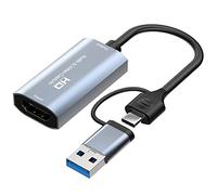 Jooehyer 4K -Compatible to Type-C+USB Video Capture Card 1080P USB Computer Game Live Audio Video Capture Card