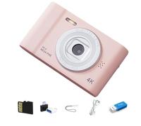 Jooehyer 4K Digital Camera HD Photography Travel Selfie Camara 2.4inch Selfie Mini Retro Cam Pink