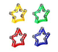Jooehyer 4PCS Star Plastic Percussion Tambourine Adult Children'S Church Music Rhythm Instrument Bell Drum 4 Colors