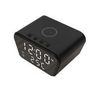Jooehyer Alarm Clock 15W Intelligent Wireless Charger Time Calendar Temperature Display LED Digital Clock Black