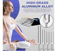 Jooehyer Aluminum Alloy Tuning Fork Set Drumsticks 9 Silver Tuning Forks for Healing Chakras, Sound Therapy, Maintaining Perfect Harmony of Body, Mind and Spirit