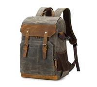 Jooehyer Batik Canvas Genuine Leather Photography Backpack Multifunctional SLR Vintage Waterproof Outdoor SLR Camera Bag Waterproof Leather with Laptop Compartment Tripod Holder A