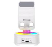 Jooehyer Bluetooth Speaker Stand 2025 New Voice Charging Bank Phone Holder LED Color Music Box Desktop Speakers White