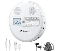 Jooehyer CD Player Discman Multifunctional Featuring Bluetooth,FM Headphones,Repeater Learning Machine,USB Stereo Speaker White