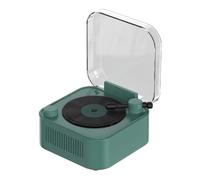 Jooehyer Compact Retro Turntable Bluetooth Speaker - Dark Green with Long Battery Lifespan, Decorative Audio Solution