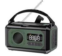 Jooehyer Dark Green 12000mAh Solar Hand Crank Radio for Outdoor, AM/FM/NOAA Bands, Emergency SOS Alarm and Reading Lamp