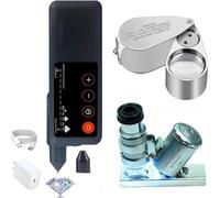 Jooehyer Diamond Tester Pen Accuracy Diamond Tester and 60X Mini LED Magnifying&40X Full Metal Illuminated Magnifier for Novice