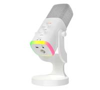 Jooehyer Dynamic Microphone RGB Gaming MIC with USB/XLR Noise Reduction,Mute Headphone Jack for Gamers Live Streaming Podcasts WHITE