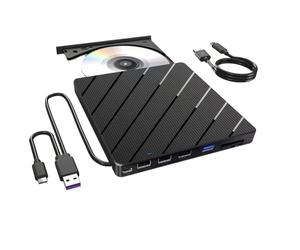 Jooehyer External CD/DVD Drive for Laptop, 7 in 1 USB Ultra-Slim Portable CD/DVD Player Burner, Burner Writer External Disk Drive