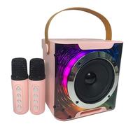 Jooehyer High Power Karaoke Bluetooth Speaker Stereo Surround Wireless Subwoofer Music Rhythm Light with Dual Microphone D