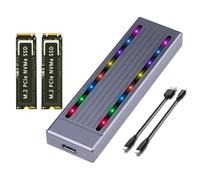 Jooehyer M.2 NVMe Hard Drive Enclosure SSD Cool RGB Light Hard Drive Enclosure Aluminum CNC Case High Speed Gen.2 with Cable,C