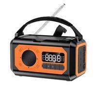 Jooehyer Multi-Functional 12000mAh Solar Hand Crank Weather Radio for Outdoor Use, AM/FM/NOAA, Orange with Emergency SOS Alarm
