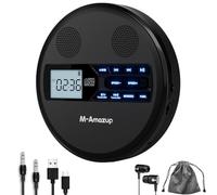 Jooehyer Multifunctional Discman CD Player Bluetooth CD Player FM, Headphones, Repeater, Learning Machine, USB Stereo Speaker Portable for Car Black