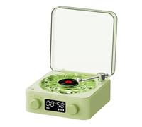 Jooehyer New Retro Alarm Clock Record Player Bluetooth Audio Wireless Small Speaker Portable Subwoofer Easy Install Easy to Use Green