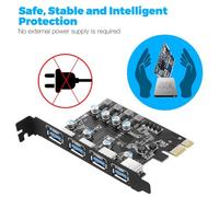 Jooehyer New USB Type A Expansion Card 4-Port Adapter Card High-Speed Desktop Computer 4-Port Rear Front,
