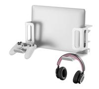 Jooehyer No Drill Desk Side Laptop Stand Organizer Adjustable Laptop Holder Vertical Desktop Clamp White