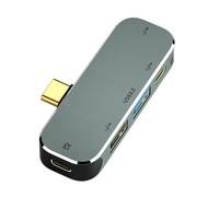 Jooehyer PC Computer Type-C Extension Hub 5 in 1 3.55mm Jack PD100W USB3.0/USB3.1 -Compatible USB Extender YX04-X4