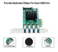 Jooehyer PCIE to 4Ports 5Gbps Expansion Card for Linux OS 4X Dedicated 5Gbps USB 3.0 Channel 20Gbps Banwidth