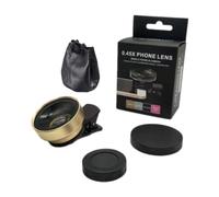 Jooehyer Phone Camera Lens 0.45X Ultra Wide Angle + 12.5X Macro Lens Universal Clip-on Camera Lens for Most Smartphones Gold