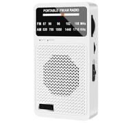 Jooehyer Portable AM FM Radio, Pocket Radio with Speaker & Headphone Jack,Mini Transistor Radios with Back Clip for Elderly White