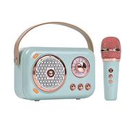 Jooehyer Portable Vintage Bluetooth Speaker with Microphone Set Bluetooth Speaker with Home Karaoke Machine for Party Home - Blue