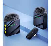 Jooehyer Recording Mute Function Lavalier Microphone Wireless Portable SmartPhone Live MIC Noise Reduction Professional Pink