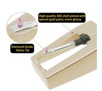 Jooehyer Replacement Stylus Vinyl Record Player Needles Turntable Stylus with A Stylus Cleaning Brush Plastic+Aluminum Record Player Needles 4Pcs