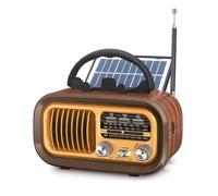 Jooehyer Retro Portable Radio - AM/FM/SW, Bluetooth, Solar/D Battery/USB-C, TF/USB Playback, Vintage Sound