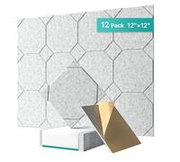 Jooehyer Soundproof Wall Panels 12 Pack Acoustic, for Door, Ceiling Home Office Self-Adhesive Sound Proof Silver Gray