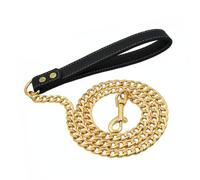 Jooehyer Stainless Steel Dog Leash Gold Pet Weld Chain Strong Metal Lead for Small Medium Large Dogs A