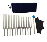Jooehyer Tuning Fork Set, 11 Tuning Forks for Healing, Sound Therapy, with Silicone Hammer Cleaning Cloth and Bag Musical Instrument Accessories Parts