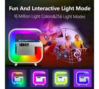 Jooehyer Wireless Charger Stand Bluetooth 5.0 Speaker Multifunction FM TF RGB Night Light Fast Charging Station for Smartphone-B