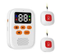 Jooehyer Wireless Elderly SOS Emergency Call Button Caregiver Pager Wireless Call Button SOS Emergency Monitor with Vibration Portable Personal Caregiver Pager for Elderly Care