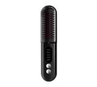 Jooehyer Wireless Hair Straightener Brush Fast Heated Straightener Brush Negative Ions Hair Curler Portable Heating Comb Easy Install -Black
